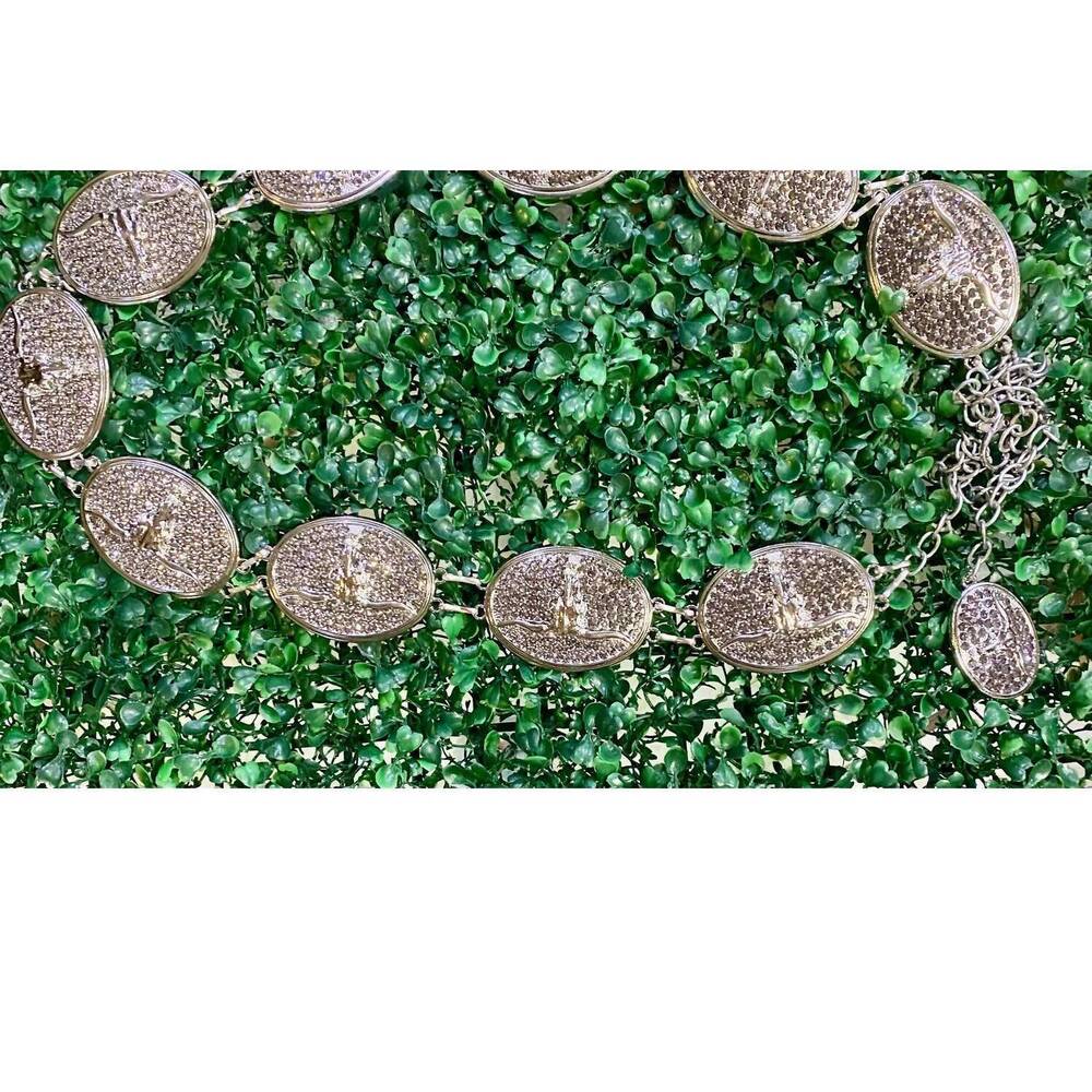 NEW BOHO RANCH women's rhinestone longhorn concho chain belt in light pink